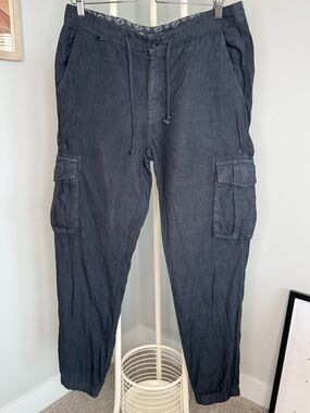 Men's Charcoal Cargo Pants with Drawstring Waist